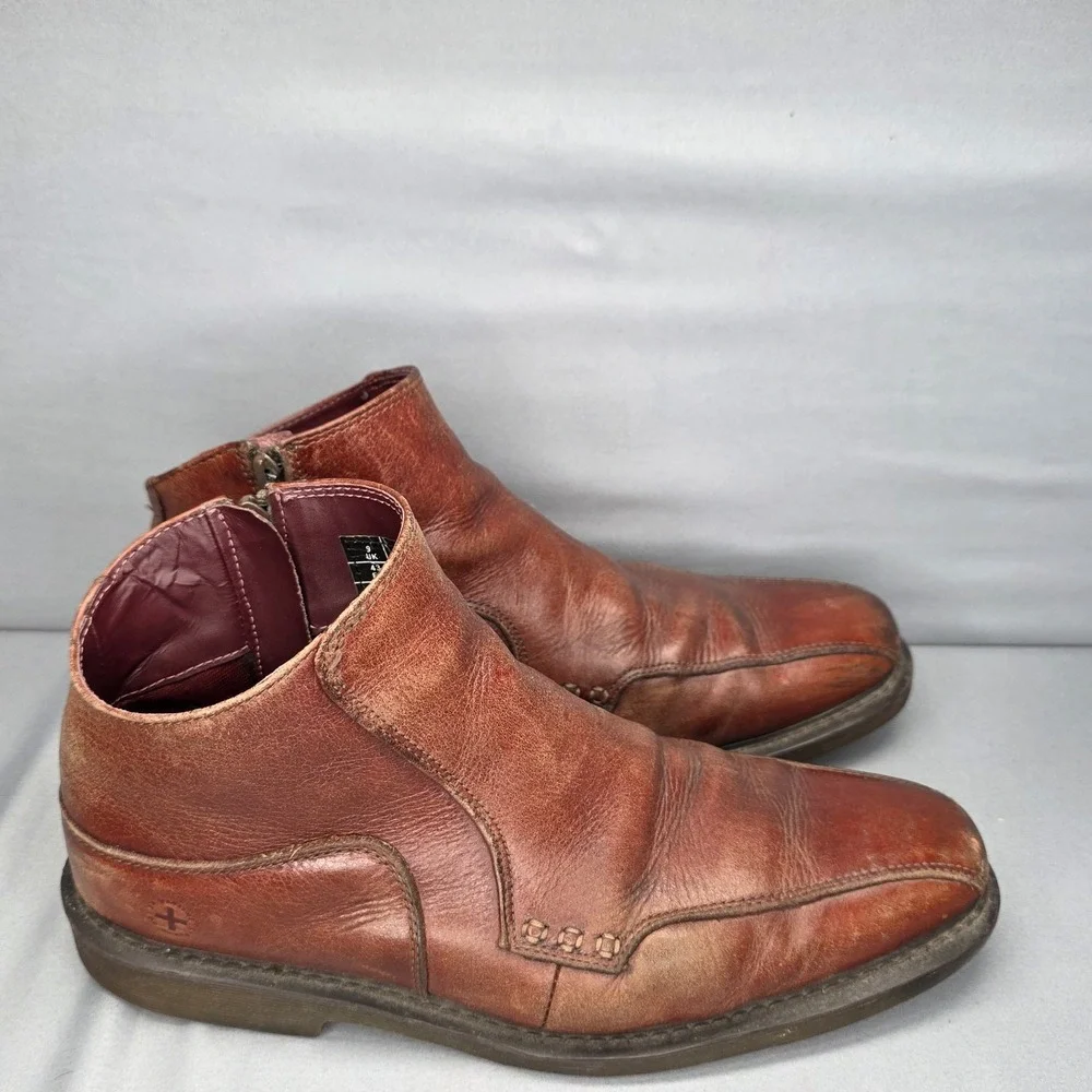 Dr. Martens Smiths Boots Mens 10 Womens 11 Brown Asymmetric Ankle Zip Up Leather